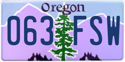OR license plate 063FSW