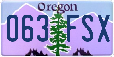 OR license plate 063FSX