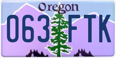 OR license plate 063FTK