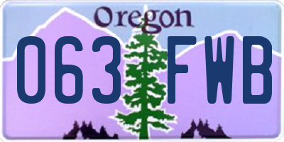 OR license plate 063FWB