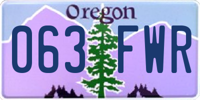 OR license plate 063FWR