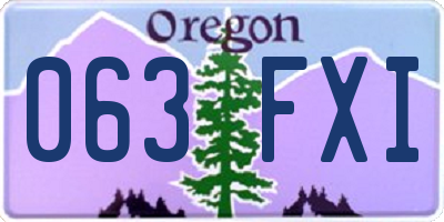 OR license plate 063FXI