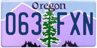 OR license plate 063FXN