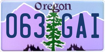 OR license plate 063GAI