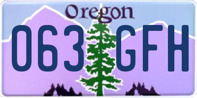 OR license plate 063GFH