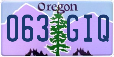 OR license plate 063GIQ