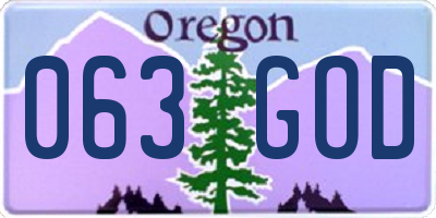OR license plate 063GOD