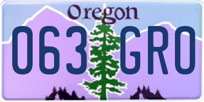 OR license plate 063GRO