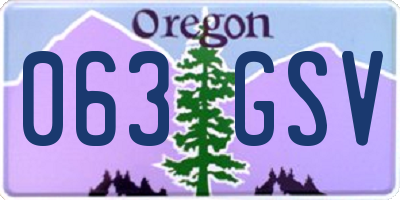 OR license plate 063GSV