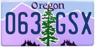 OR license plate 063GSX