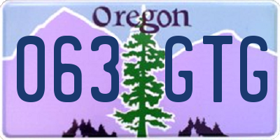 OR license plate 063GTG