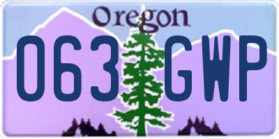 OR license plate 063GWP