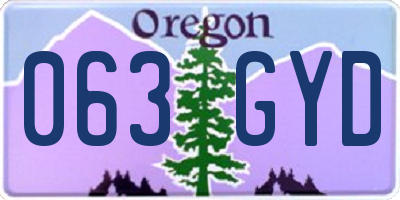 OR license plate 063GYD