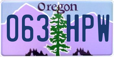 OR license plate 063HPW