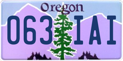 OR license plate 063IAI