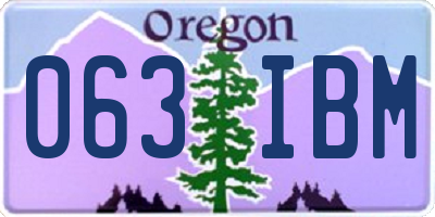 OR license plate 063IBM