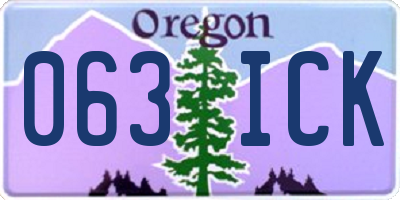 OR license plate 063ICK