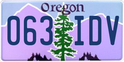 OR license plate 063IDV