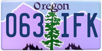 OR license plate 063IFK