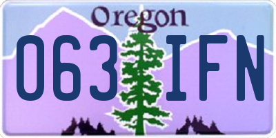 OR license plate 063IFN