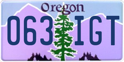 OR license plate 063IGT