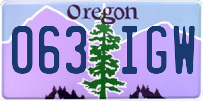 OR license plate 063IGW