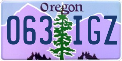 OR license plate 063IGZ