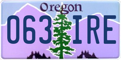 OR license plate 063IRE