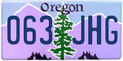 OR license plate 063JHG