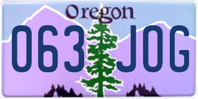 OR license plate 063JOG