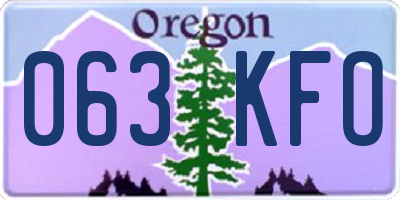 OR license plate 063KFO