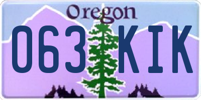 OR license plate 063KIK