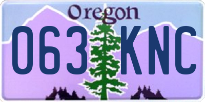 OR license plate 063KNC