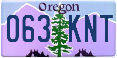 OR license plate 063KNT