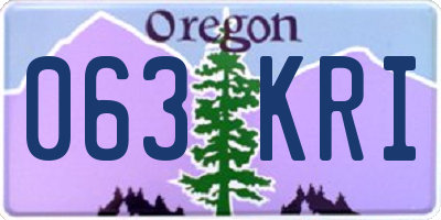 OR license plate 063KRI