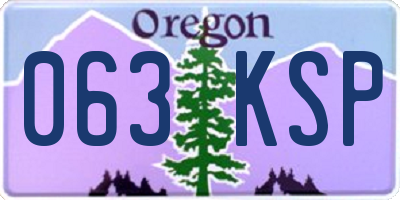 OR license plate 063KSP