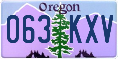 OR license plate 063KXV
