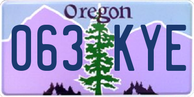 OR license plate 063KYE