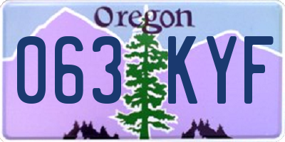 OR license plate 063KYF