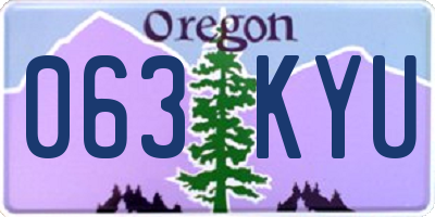 OR license plate 063KYU