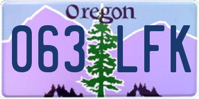 OR license plate 063LFK
