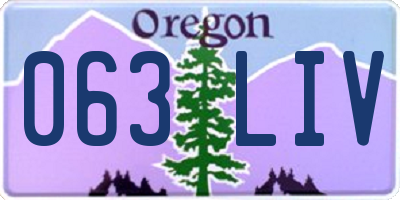OR license plate 063LIV