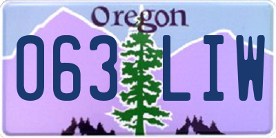 OR license plate 063LIW
