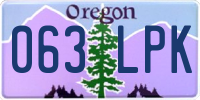 OR license plate 063LPK