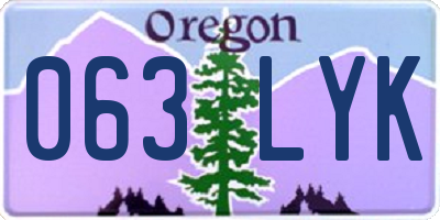 OR license plate 063LYK