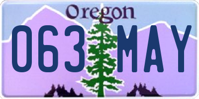 OR license plate 063MAY