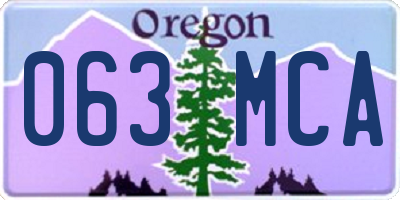OR license plate 063MCA