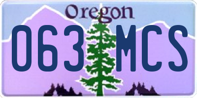 OR license plate 063MCS