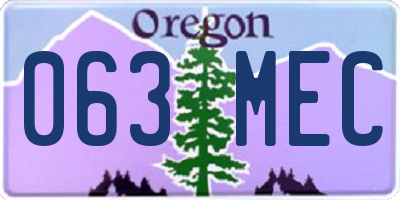 OR license plate 063MEC