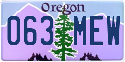 OR license plate 063MEW